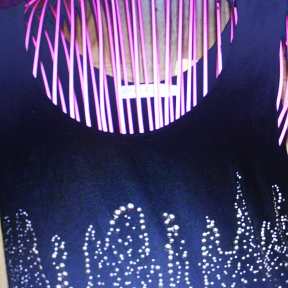 Fond Los Angeles Black Studded Tank Top Size Small - Picture 3 of 5